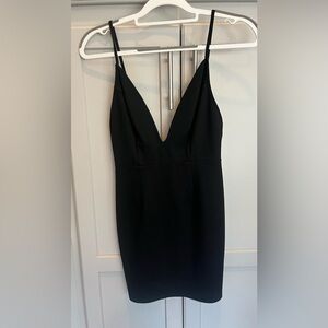 Tobi Black V-Neck Mini Dress